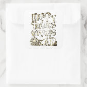 Happy Thanksgiving Typography Gold Harvest Pumpkin Vierkante Sticker (Tas)