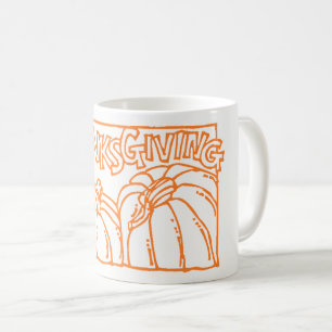 Happy Thanksgiving Typography Oranje Pumpkins Koffiemok