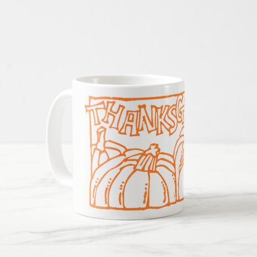 Happy Thanksgiving Typography Oranje Pumpkins Koffiemok (Voorkant links)