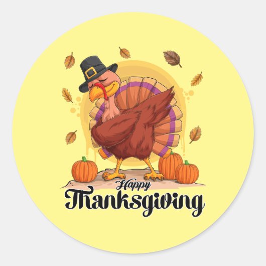 Happy Thanksgiving Typography Round Sticker (Voorkant)