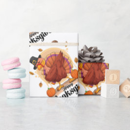 Happy Thanksgiving Typography Wrapping Paper Cadeaupapier