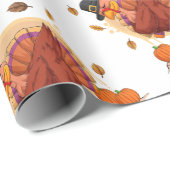 Happy Thanksgiving Typography Wrapping Paper Cadeaupapier (Rol Hoek)