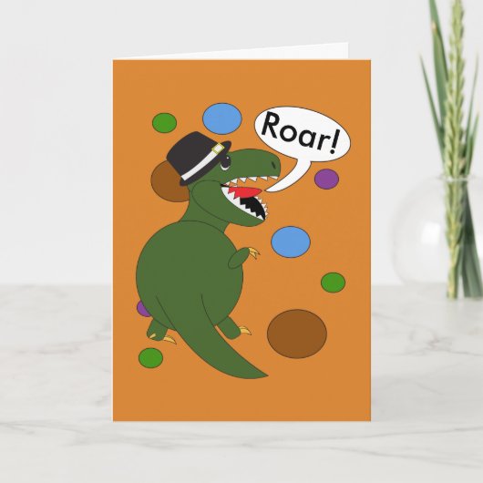 Happy Thanksgiving Tyrannosaurus Rex Dinosaur Feestdagen Kaart (Voorkant)