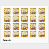 Happy Thanksgiving Uitnodiging Envelope Seals Vierkante Sticker (Vel)
