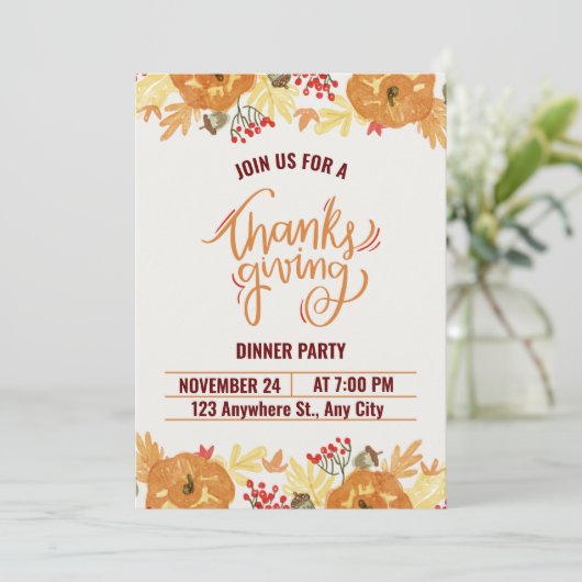 Happy Thanksgiving-uitnodiging Kaart (Staand voorkant)