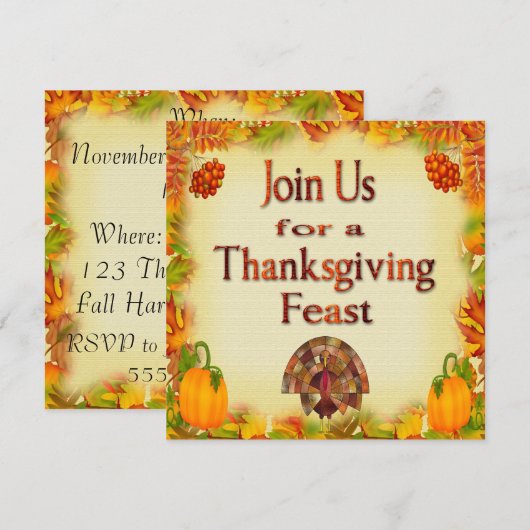 Happy Thanksgiving-uitnodigingen Kaart (Voorkant / Achterkant)