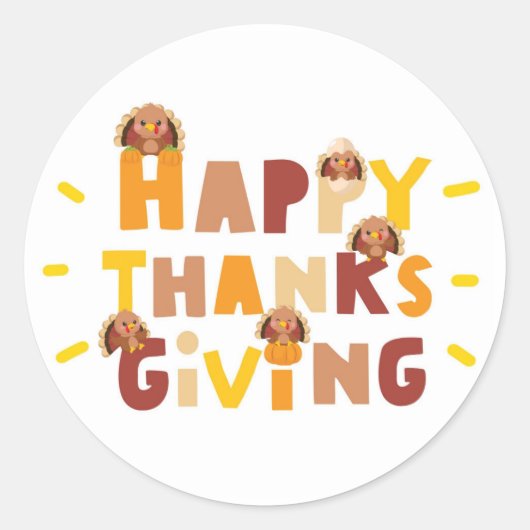 Happy Thanksgiving uniek cadeau Ronde Sticker (Voorkant)