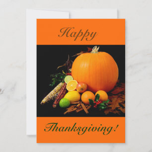 Happy Thanksgiving V met pompoen en vruchten Kaart