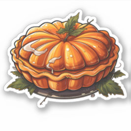 Happy Thanksgiving Vakantie Cartoon Pumpkin Pie Sticker