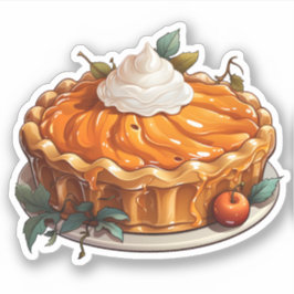Happy Thanksgiving Vakantie Cartoon Pumpkin Pie Sticker