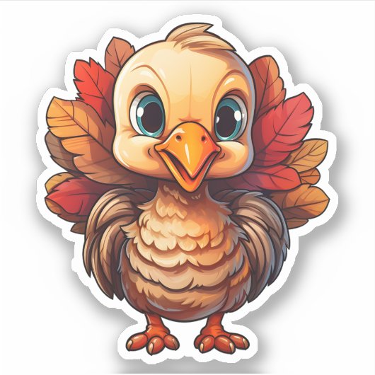 Happy Thanksgiving Vakantie Schattige Turkije Sticker (Voorkant)