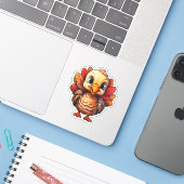 Happy Thanksgiving Vakantie Schattige Turkije Sticker (Laptop met iPhone)