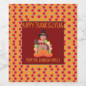 Happy Thanksgiving Vakantie Turkije Diner Wijn Etiket (Enkel label)