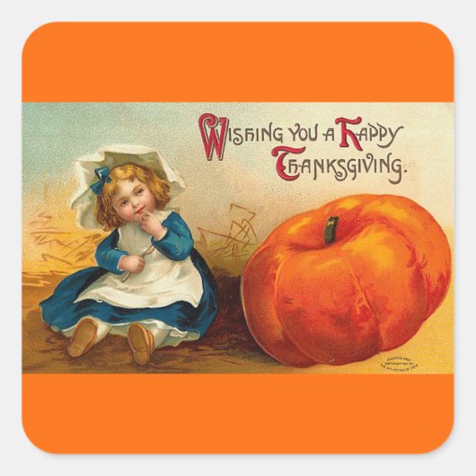 Happy Thanksgiving Vakantie Vierkante Sticker (Voorkant)