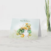 Happy Thanksgiving van de kat Bedankkaart (Voorkant)