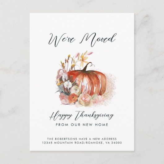 Happy Thanksgiving van onze New Home Moving Aankondigingskaart (Voorkant)