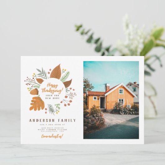 Happy Thanksgiving van onze New Home Moving Kaart (Staand voorkant)