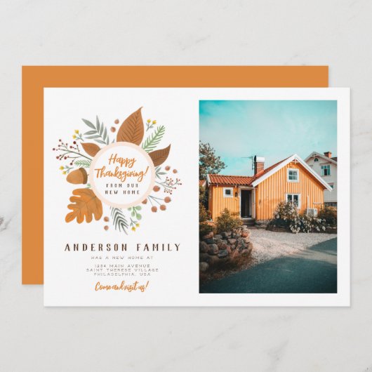 Happy Thanksgiving van onze New Home Moving Kaart (Voorkant / Achterkant)