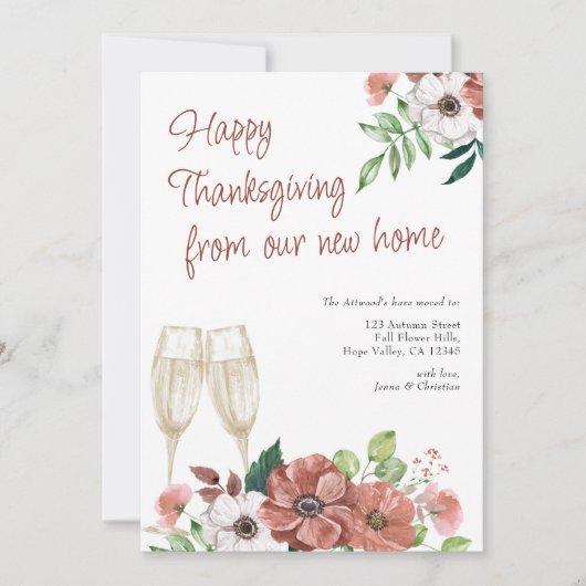 Happy Thanksgiving vanuit New Home Autumn Flower Aankondiging (Voorkant)