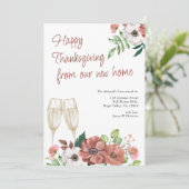 Happy Thanksgiving vanuit New Home Autumn Flower Aankondiging (Staand voorkant)