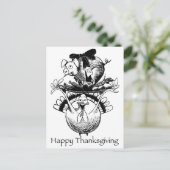 Happy Thanksgiving Varken en Turkije Feestdagenkaart (Staand voorkant)