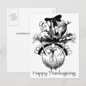 Happy Thanksgiving Varken en Turkije Feestdagenkaart (Voorkant / Achterkant)