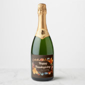 Happy Thanksgiving verlaat Champagne-label Sparkling Wijnetiket (Voorkant)