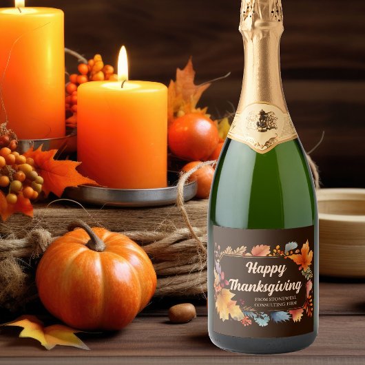 Happy Thanksgiving verlaat Champagne-label Sparkling Wijnetiket