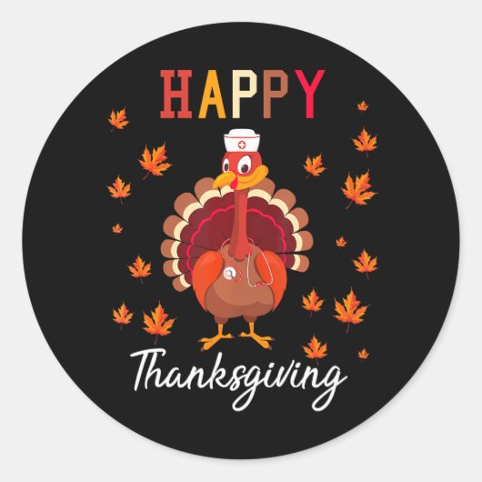 Happy Thanksgiving VerpleegkundigeSchattig gelukki Ronde Sticker (Voorkant)