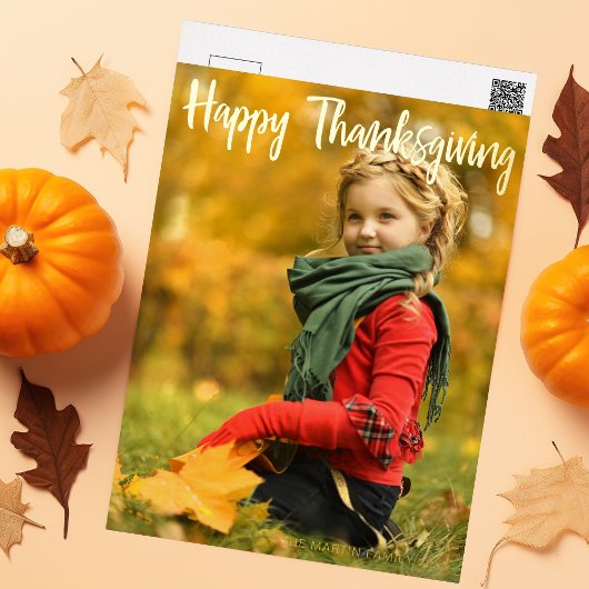 Happy Thanksgiving Verticale Foto Chic Gold Folie Feestdagen Briefkaart