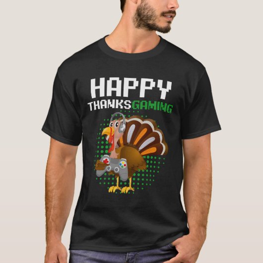Happy Thanksgiving Video Game Controller Boy Pilgr T-shirt (Voorkant)