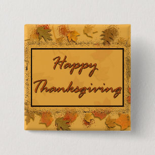 Happy Thanksgiving Vierkante Button 5,1 Cm