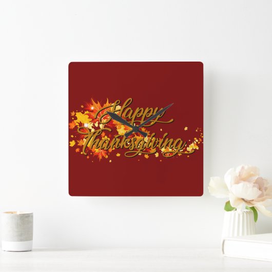 Happy Thanksgiving Vierkante Klok (Huis)