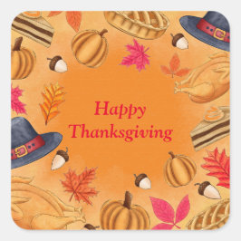 Happy Thanksgiving Vierkante Sticker