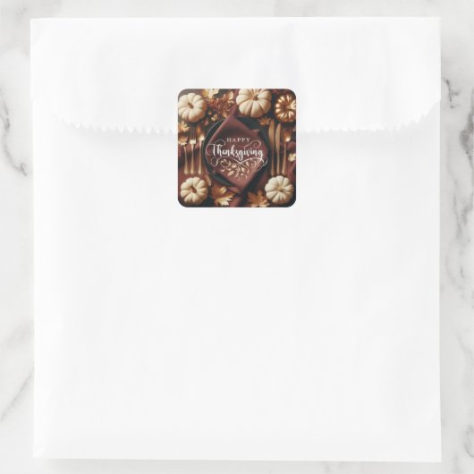 Happy Thanksgiving Vierkante Sticker (Tas)