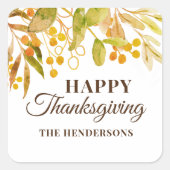 Happy Thanksgiving Vierkante Sticker (Voorkant)