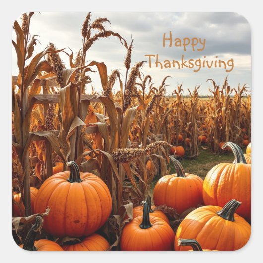 Happy Thanksgiving Vierkante Sticker (Voorkant)