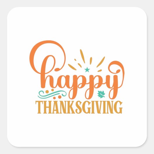 Happy Thanksgiving Vierkante Sticker (Voorkant)