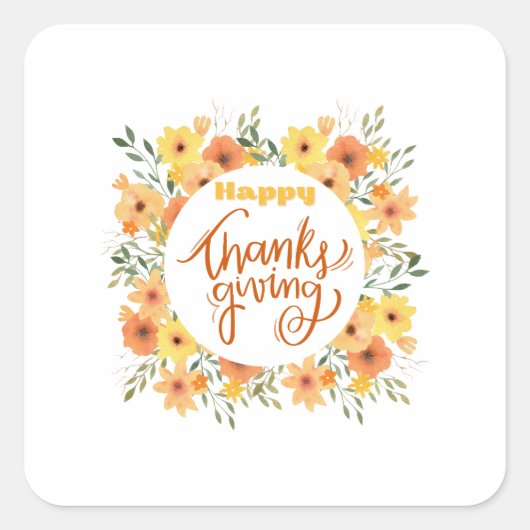 Happy Thanksgiving Vierkante Sticker (Voorkant)