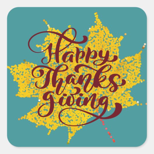 Happy Thanksgiving Vierkante Sticker (Voorkant)