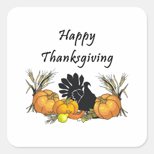 Happy Thanksgiving Vierkante Sticker (Voorkant)