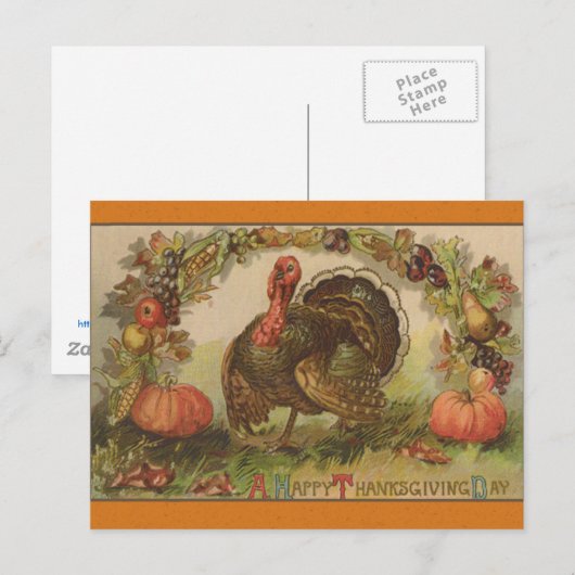 Happy Thanksgiving Vintage Art Cards Feestdagenkaart (Voorkant / Achterkant)