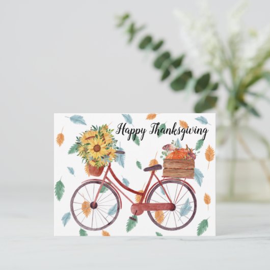 Happy Thanksgiving Vintage Bicycle Briefkaart (Staand voorkant)