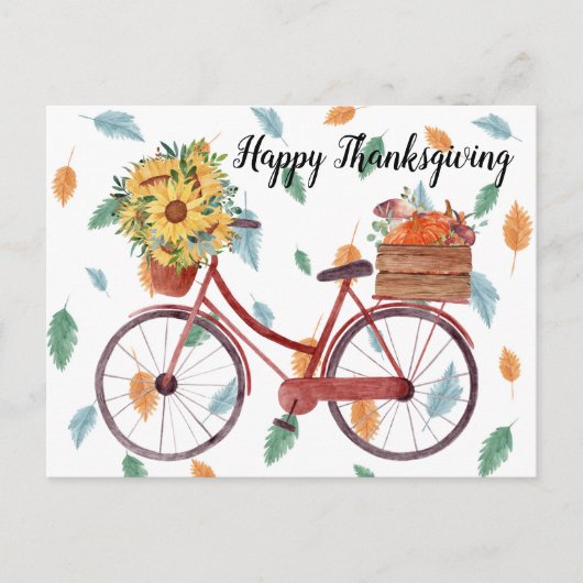 Happy Thanksgiving Vintage Bicycle Briefkaart (Voorkant)