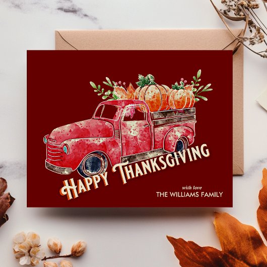 Happy Thanksgiving Vintage Pumpkin Truck Briefkaart