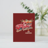 Happy Thanksgiving Vintage Pumpkin Truck Briefkaart (Staand voorkant)