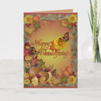 Happy Thanksgiving vlinders en bloemen Feestdagen Kaart