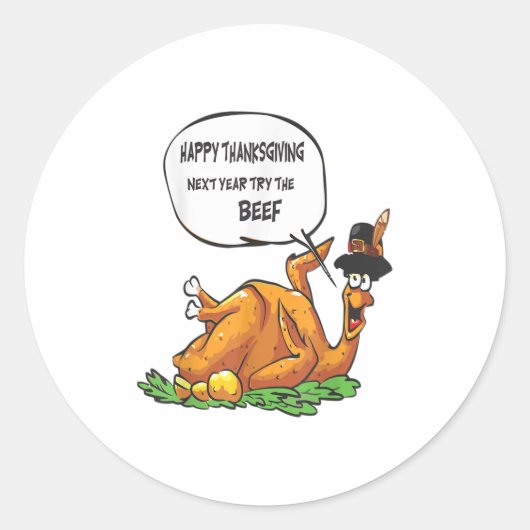 Happy Thanksgiving volgend jaar probeer het rundvl Ronde Sticker (Voorkant)