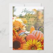 Happy Thanksgiving Vrienden Zonnebloem Pompoenen K Kaart (Voorkant)