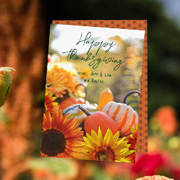Happy Thanksgiving Vrienden Zonnebloem Pompoenen K Kaart